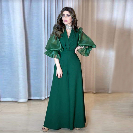 Elegant V Neck Long Sleeves Jumpsuits & Rompers-Dresses-Free Shipping at meselling99