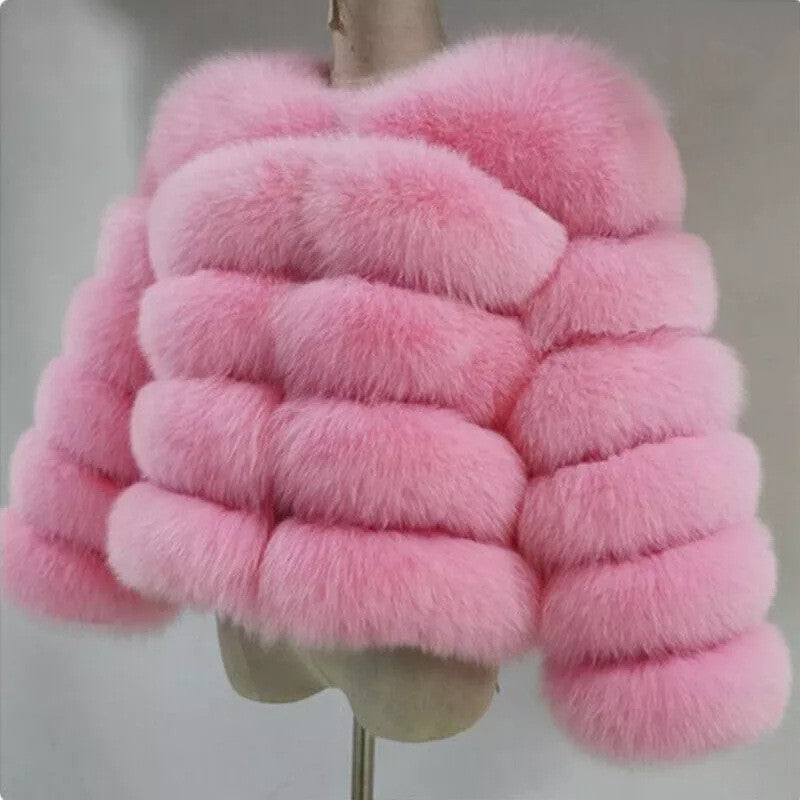 Women's Thickened Faux Fox Fur Spliced Winter Coat