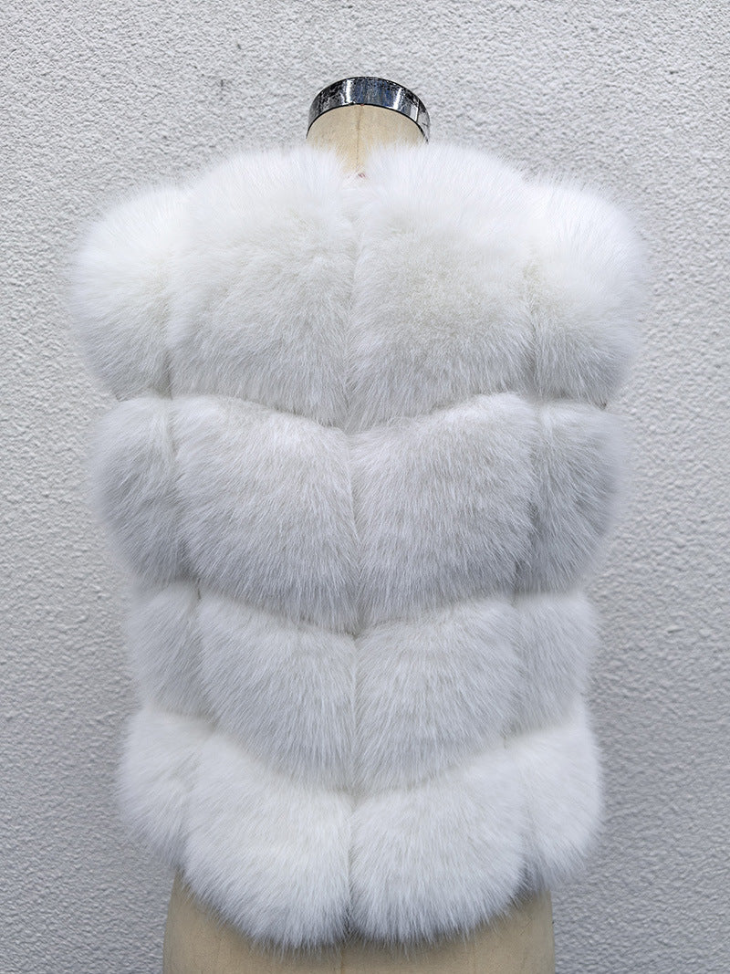 Classic Spliced Short Faux Fox Fur Vest