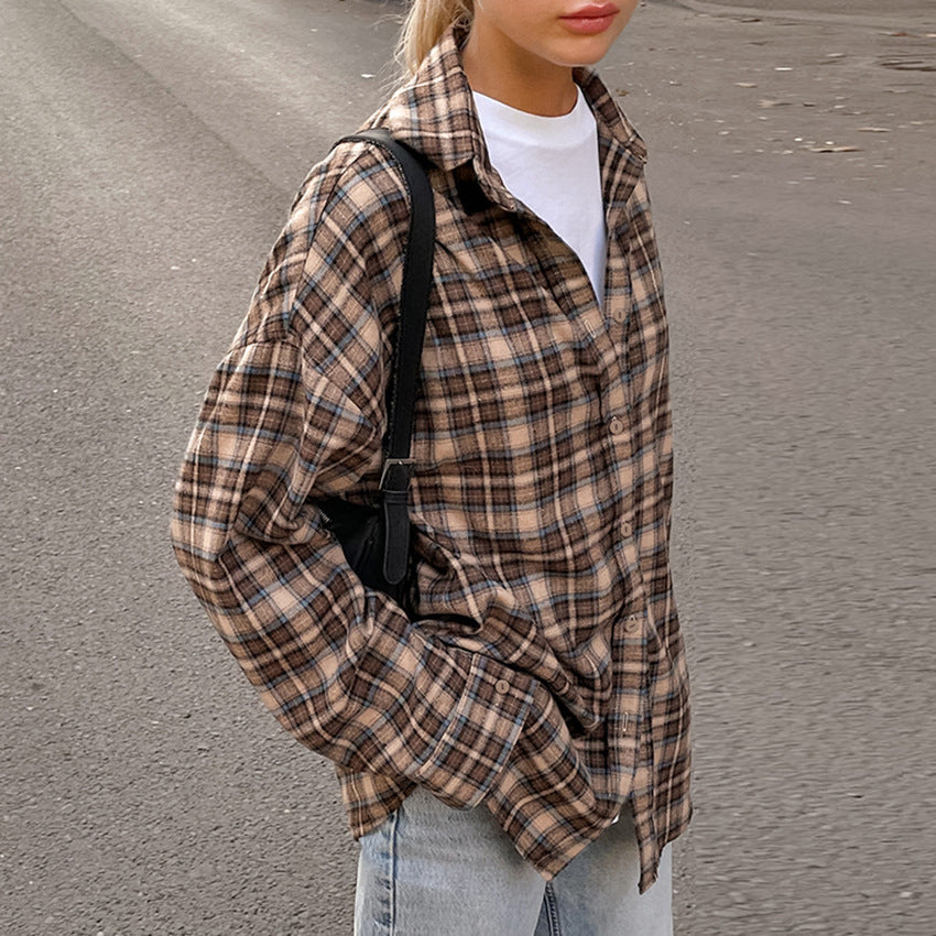 Designed Vintage Long Sleeves Plaid Shirts