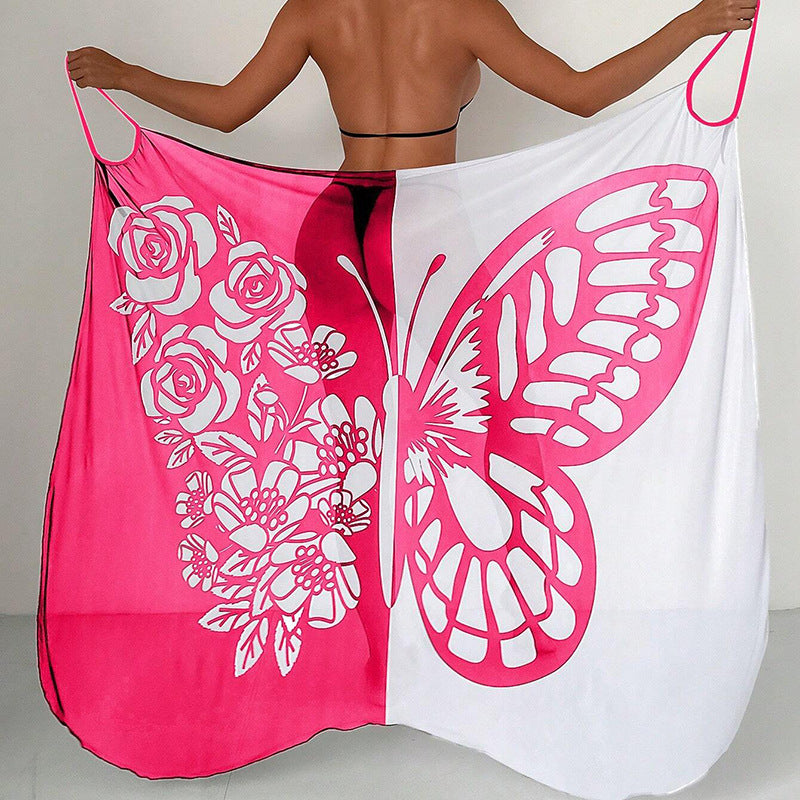 Summer Butterfly Print Beach Cover Ups