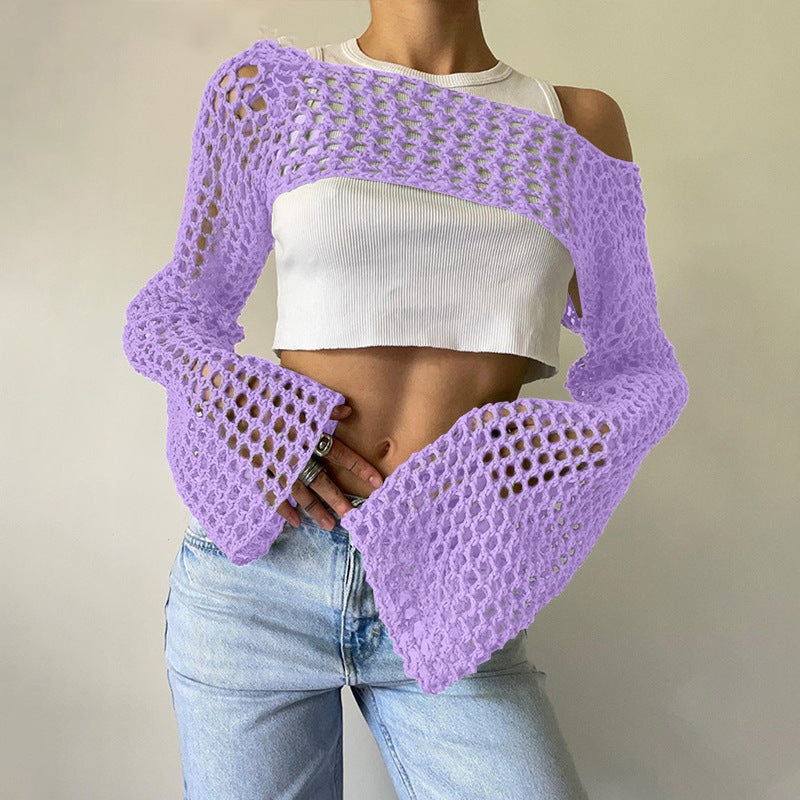 Sexy Hollow Knit Long Sleeves Top