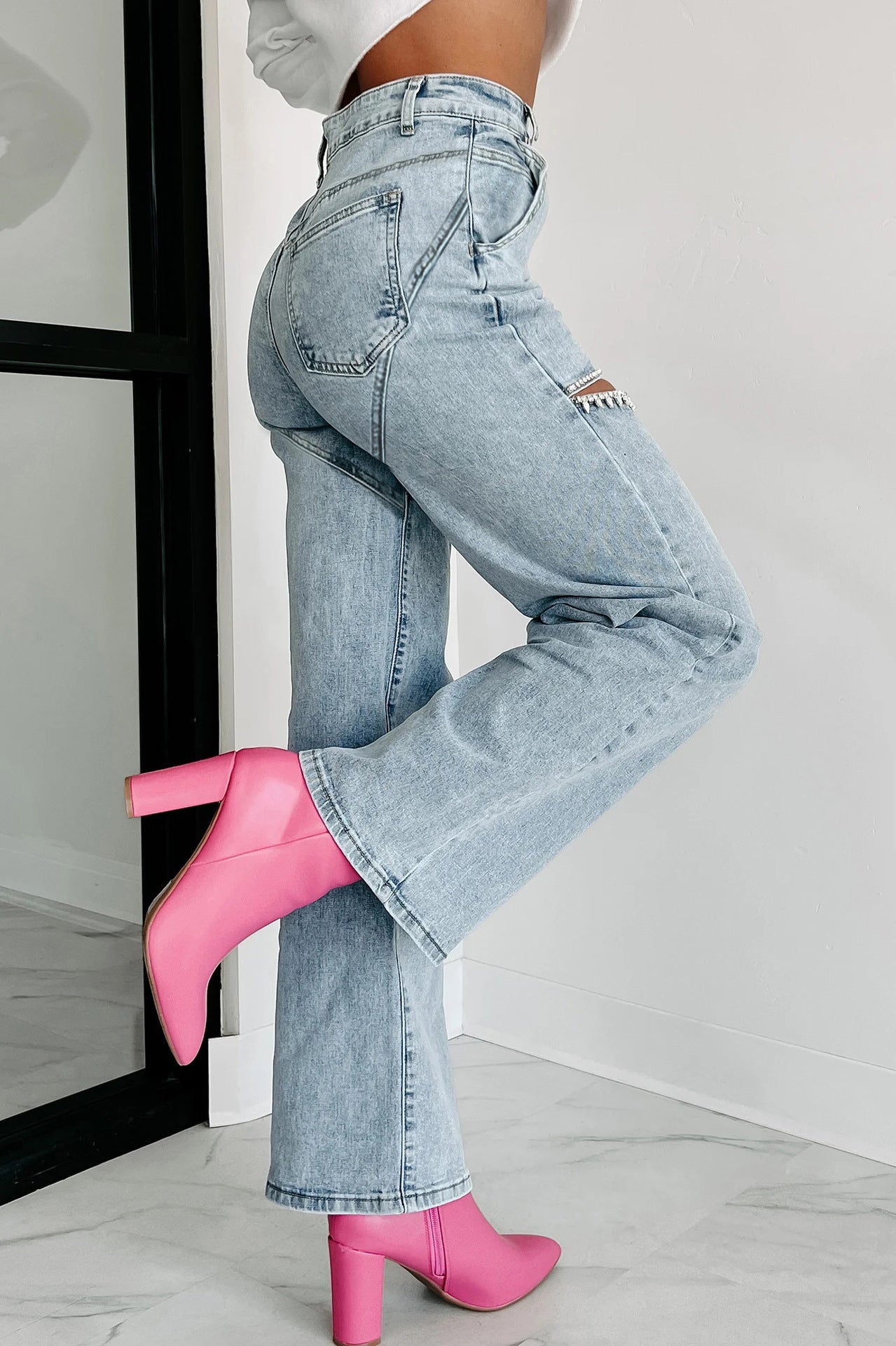 Summer Fashion Casual Ripped Straight Leg Jeans for Women