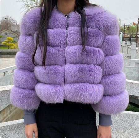 Women's Thickened Faux Fox Fur Spliced Winter Coat