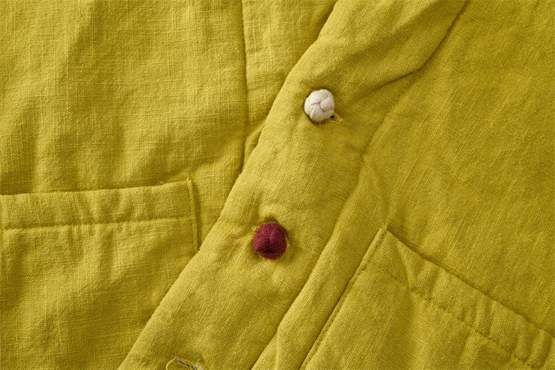 Vintage Linen Short Women Winter Outerwear