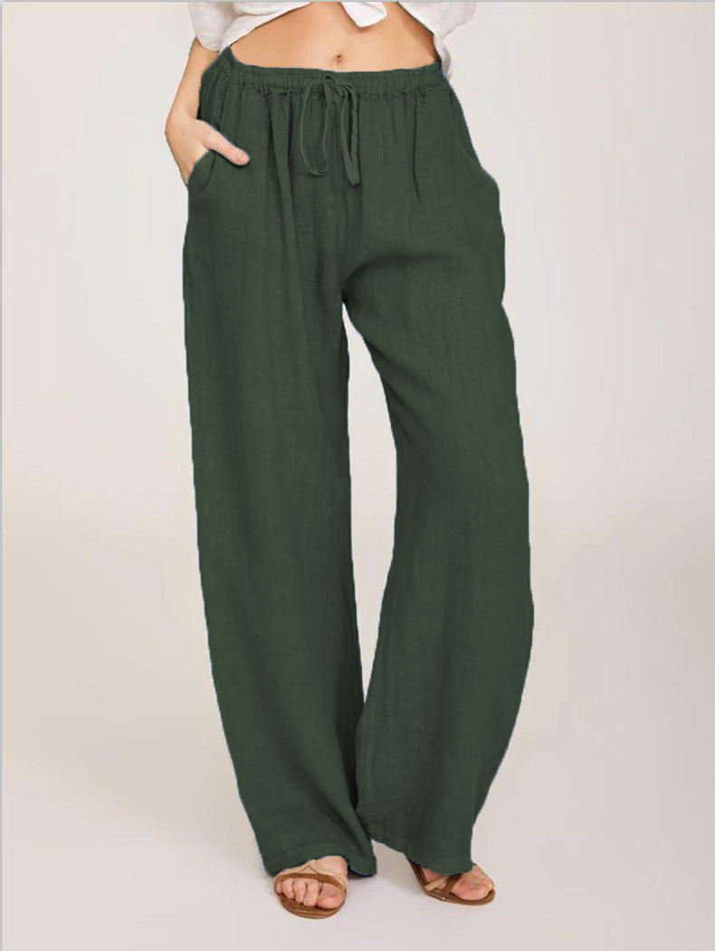 Casual Cotton Linen Plus Sizes Wide Legs Pants