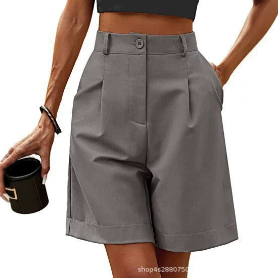 Summer High Waist Loose Straight Leg Shorts
