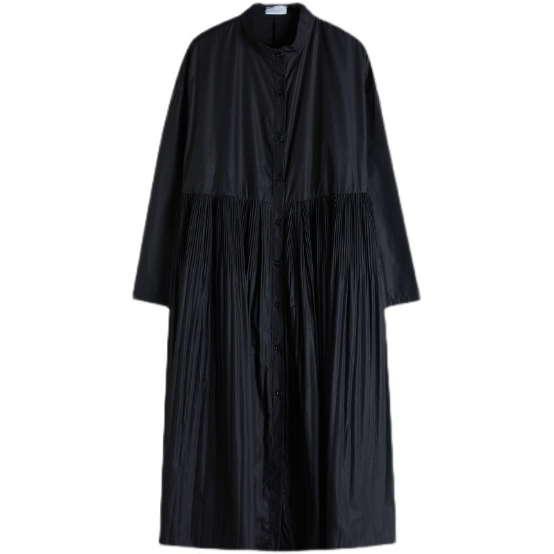 Vintage Stand Collar Plus Sizes Fall Shirts Dresses-Dresses-Free Shipping at meselling99