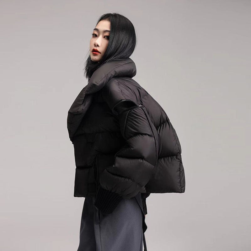Women's Luxury Knit-Panel Down Jacket