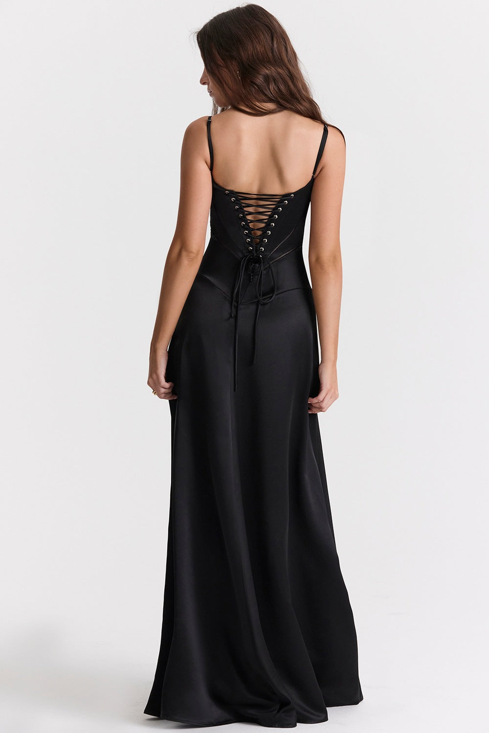 Elegant Long Satin Slip Dress with Low Back