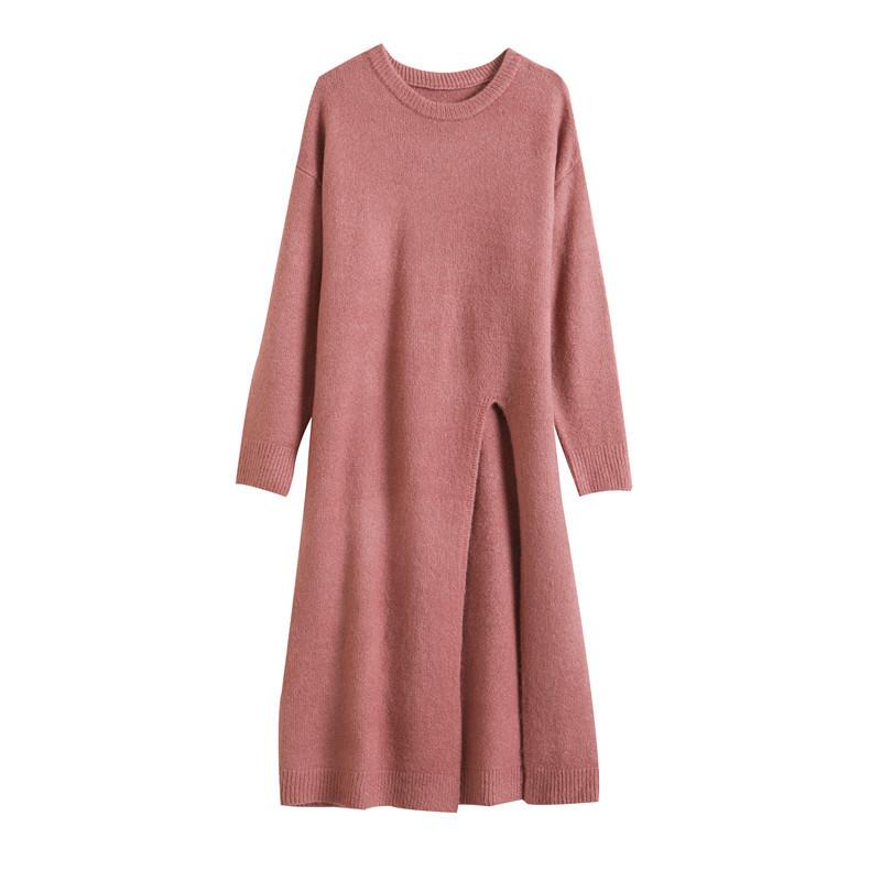 Warm Knitting Split Design Pullover Long Dresses-Dresses-Free Shipping at meselling99