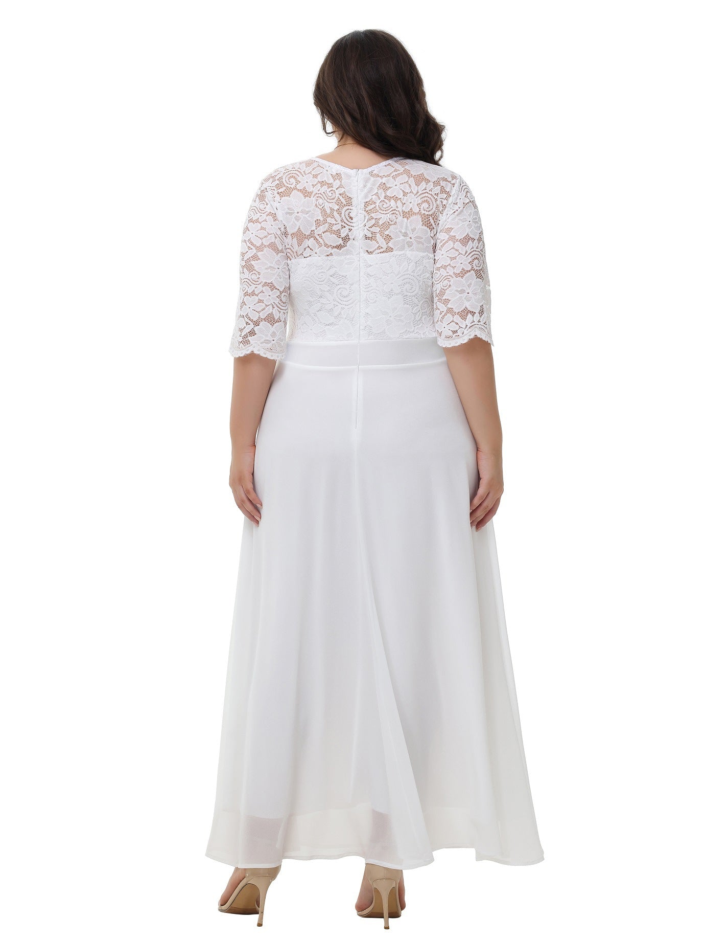 Plus Size Lace Chiffon Floral Bridesmaid Dress