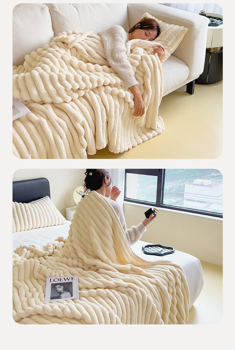Plush Faux Rabbit Fur Blanket