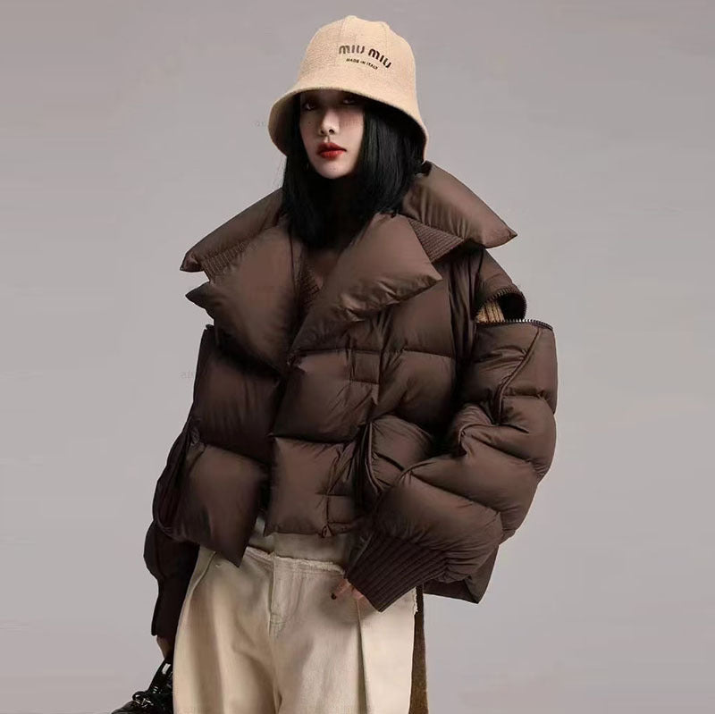 Women's Luxury Knit-Panel Down Jacket