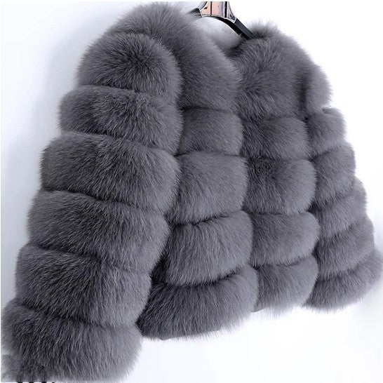 Women's Thickened Faux Fox Fur Spliced Winter Coat