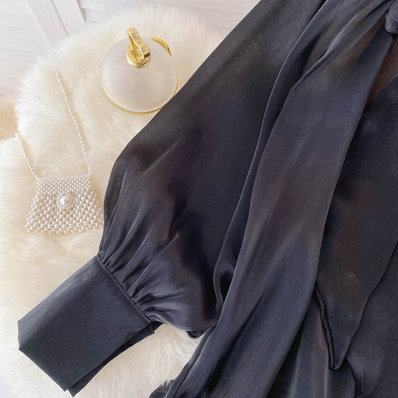 Designer Blouse with Puff Sleeves Women's Shirt, Elegant & Feminine, Soft & Chic