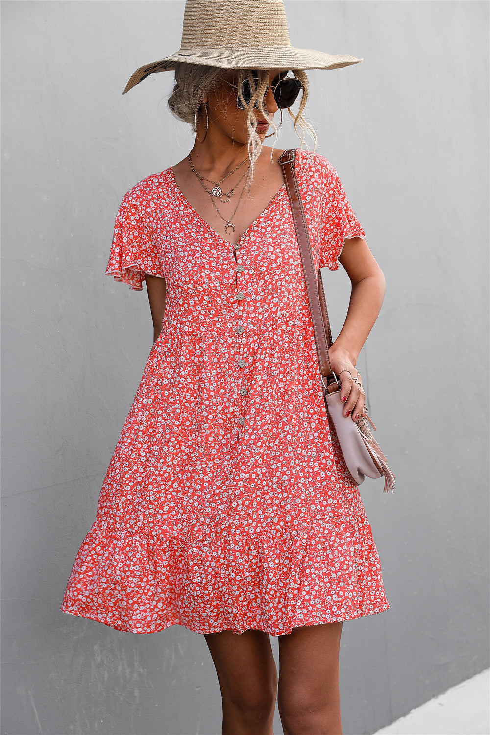 Leisure Floral Print Summer Short Dresses