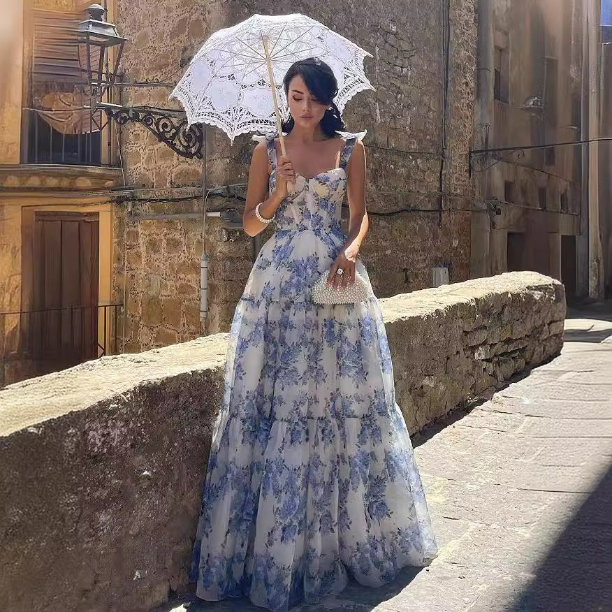 Elegant Off-Shoulder Long Chiffon Dress for Women