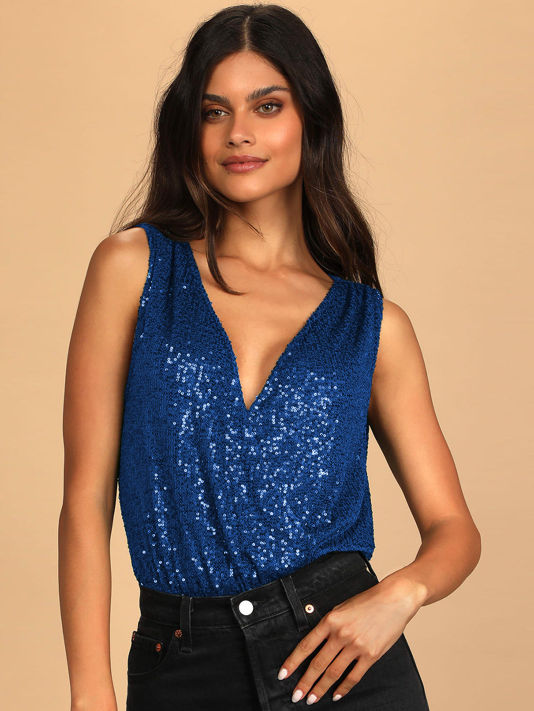 Sexy V Neck Shinning Backless Night Party Jumpsuits