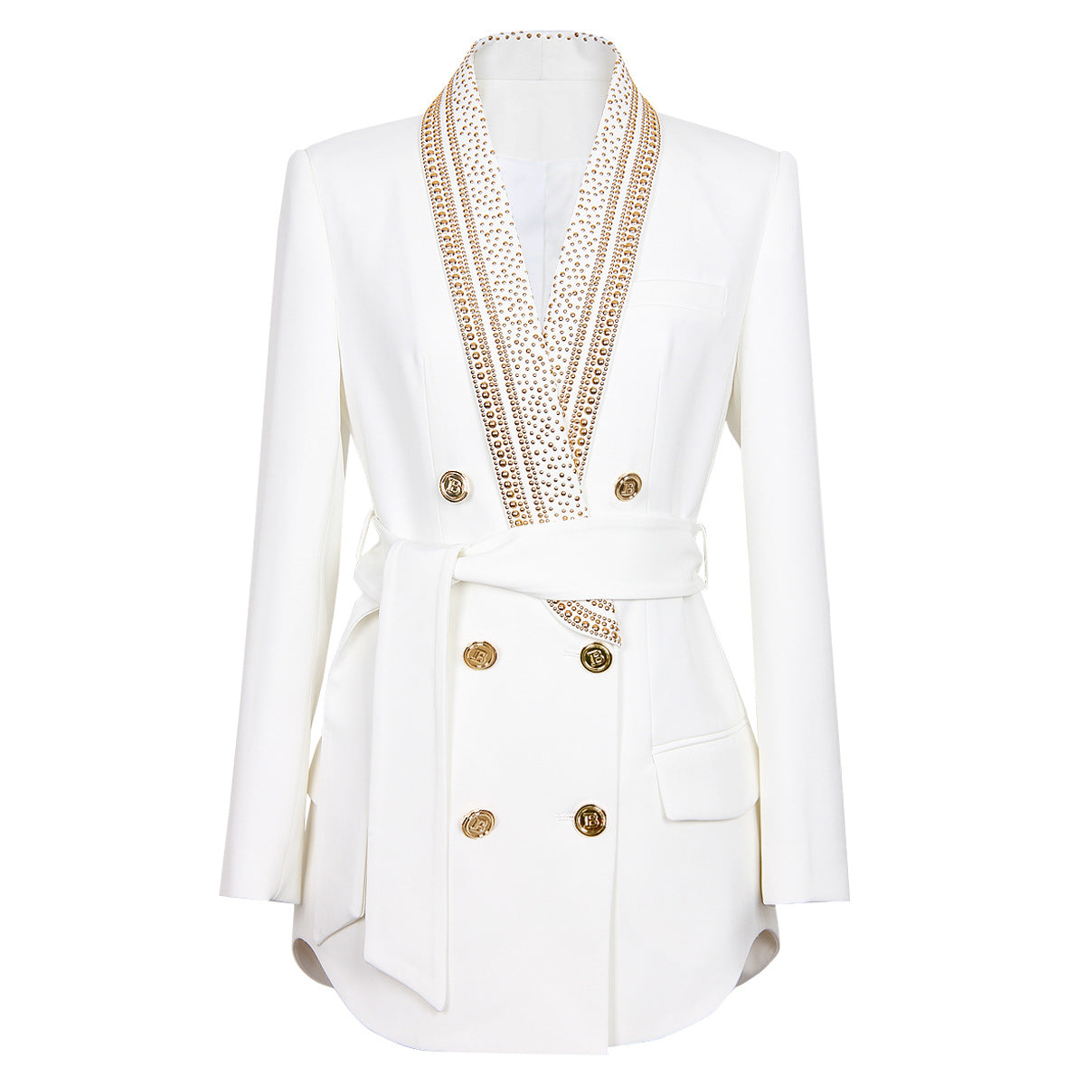 Designed Women's Mid-Length Blazer with Shawl Collar