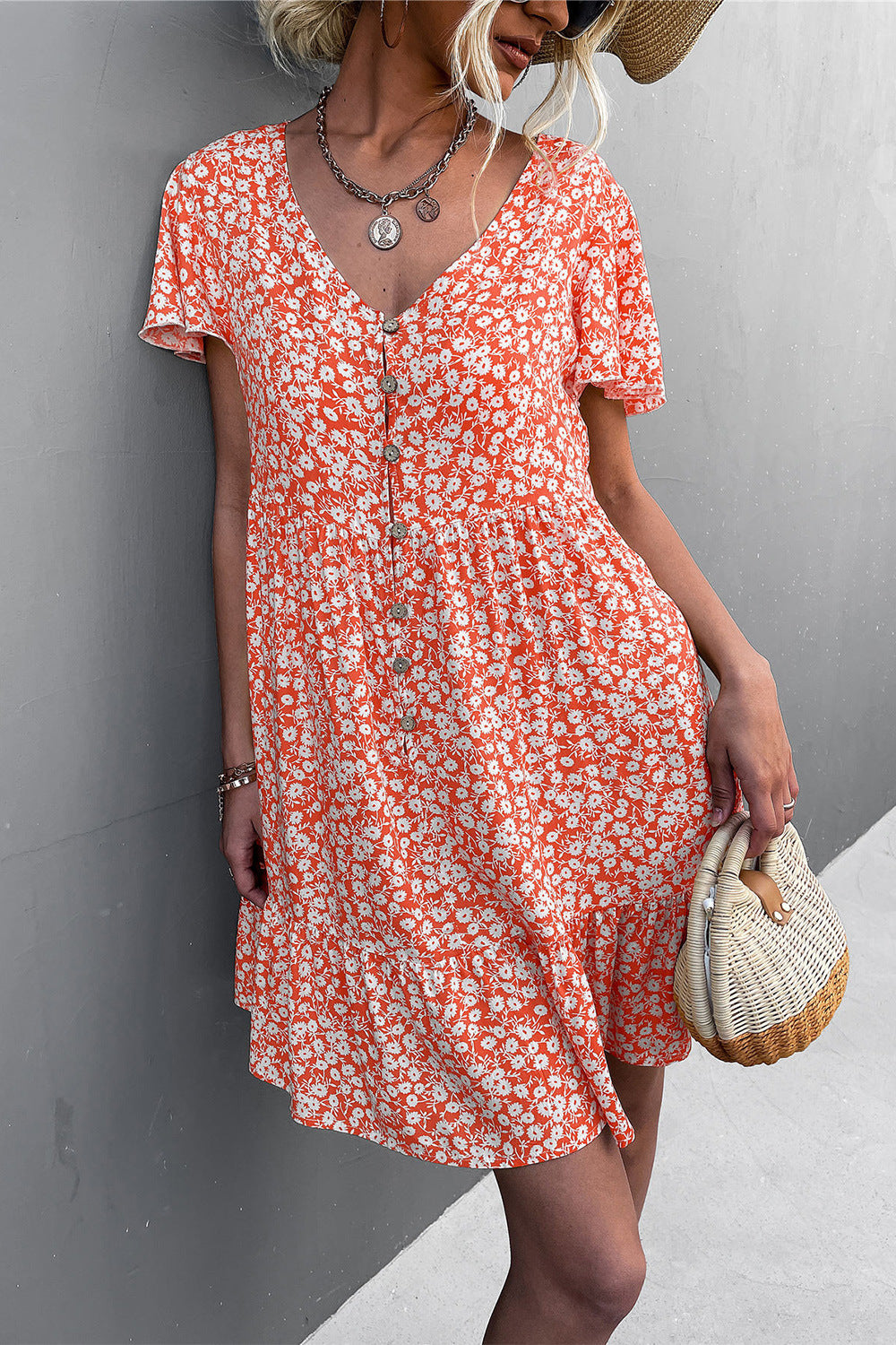 Leisure Floral Print Summer Short Dresses