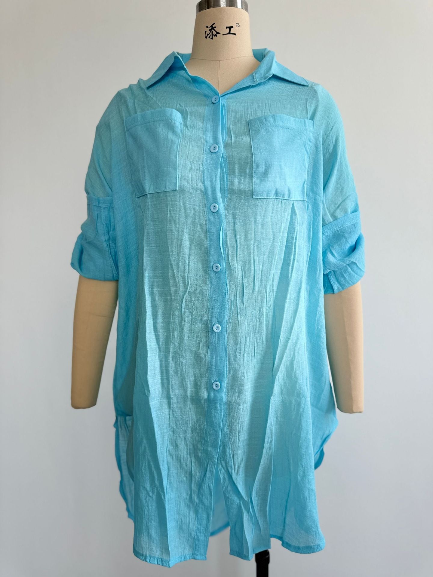 Casual Resort Solid Color Tunic, Bikini Shirts, Sun Protection Shirt