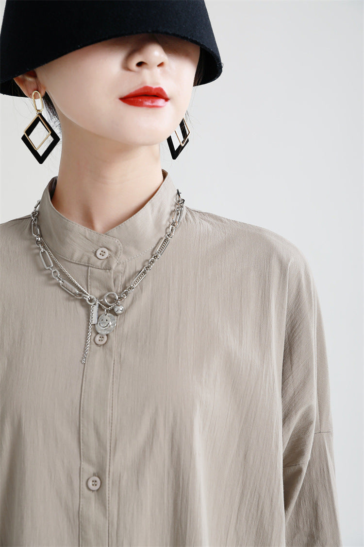 Casual Linen Contrast Color Loose Women Long Dresses--Free Shipping at meselling99