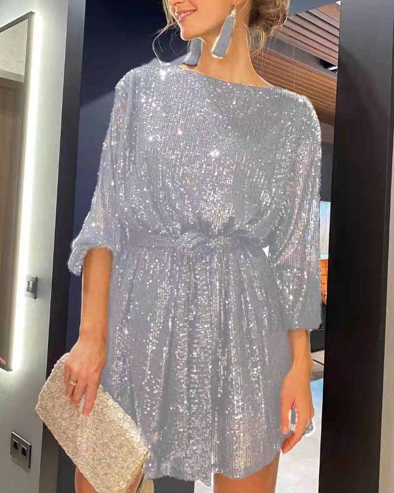 Sparkling Sequin Party Dress – Elegant Evening Gown for Festive Occasion