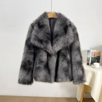 Faux Fur Oversized Shawl Collar Coat