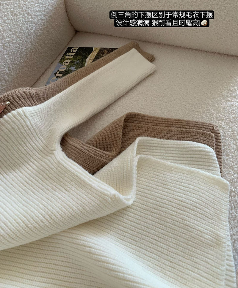 Casual High Neck Pullover Irregular Knitted Sweaters