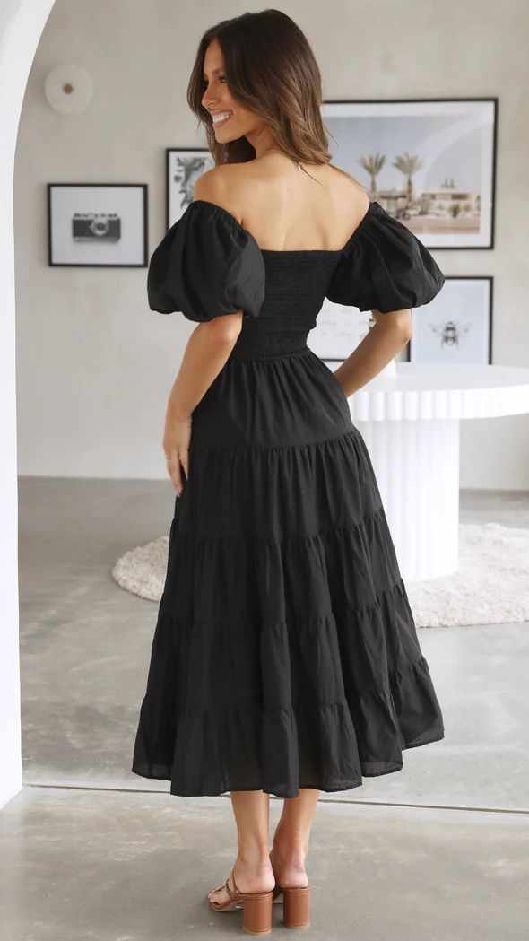 Spring Summer Off-Shoulder Floral Print Puff Sleeve Dress