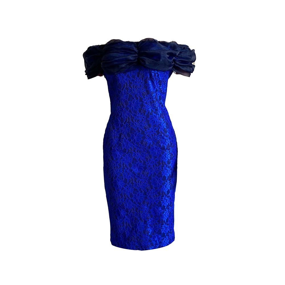 Sexy Off The Shoulder Plus Sizes Lace Party Dresses-Dresses-Blue-S-Free Shipping at meselling99