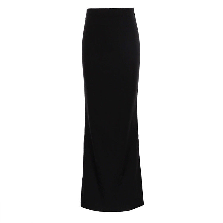 Women's Slim-Fit Black High Waist Long Pencil Skirt