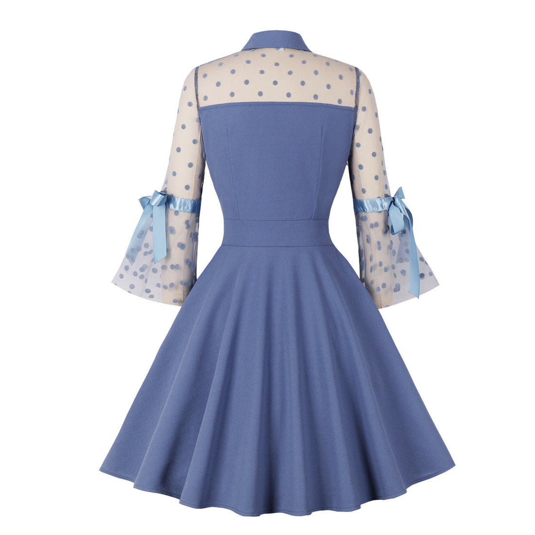 Elegant Tulle Vintage Long Sleeves Dresses-Dresses-Blue-S-Free Shipping at meselling99