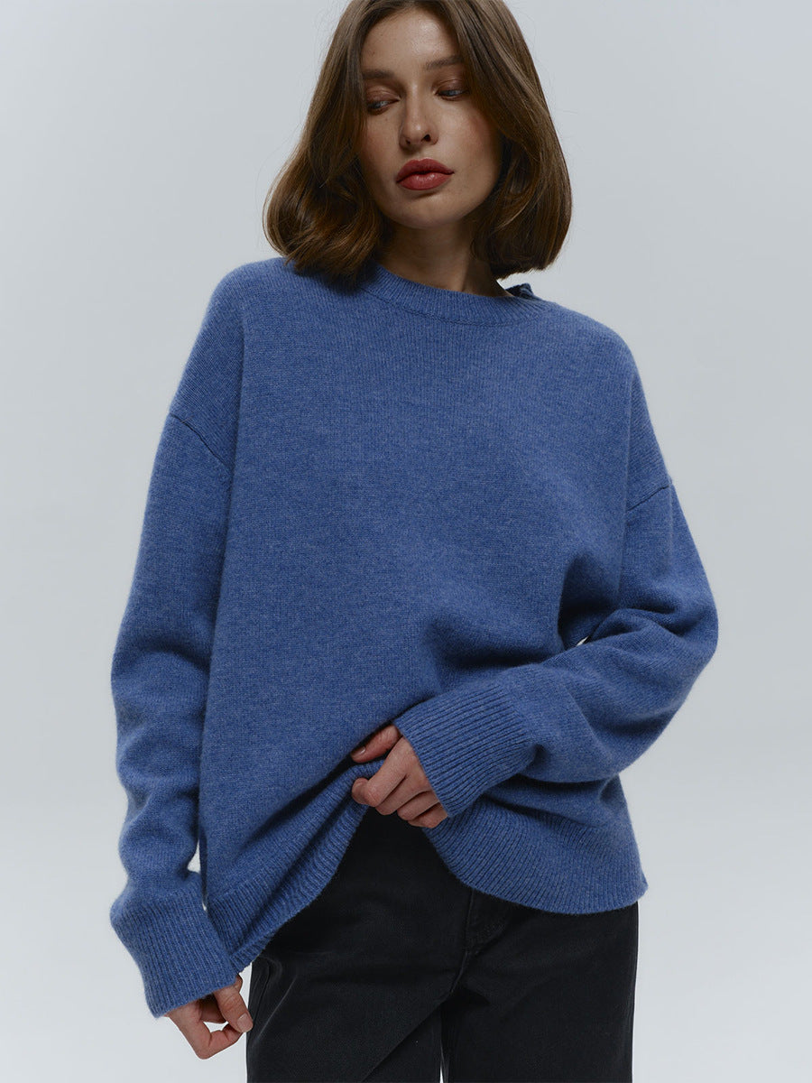 Classic Relaxed-Fit Dark Crewneck Sweater