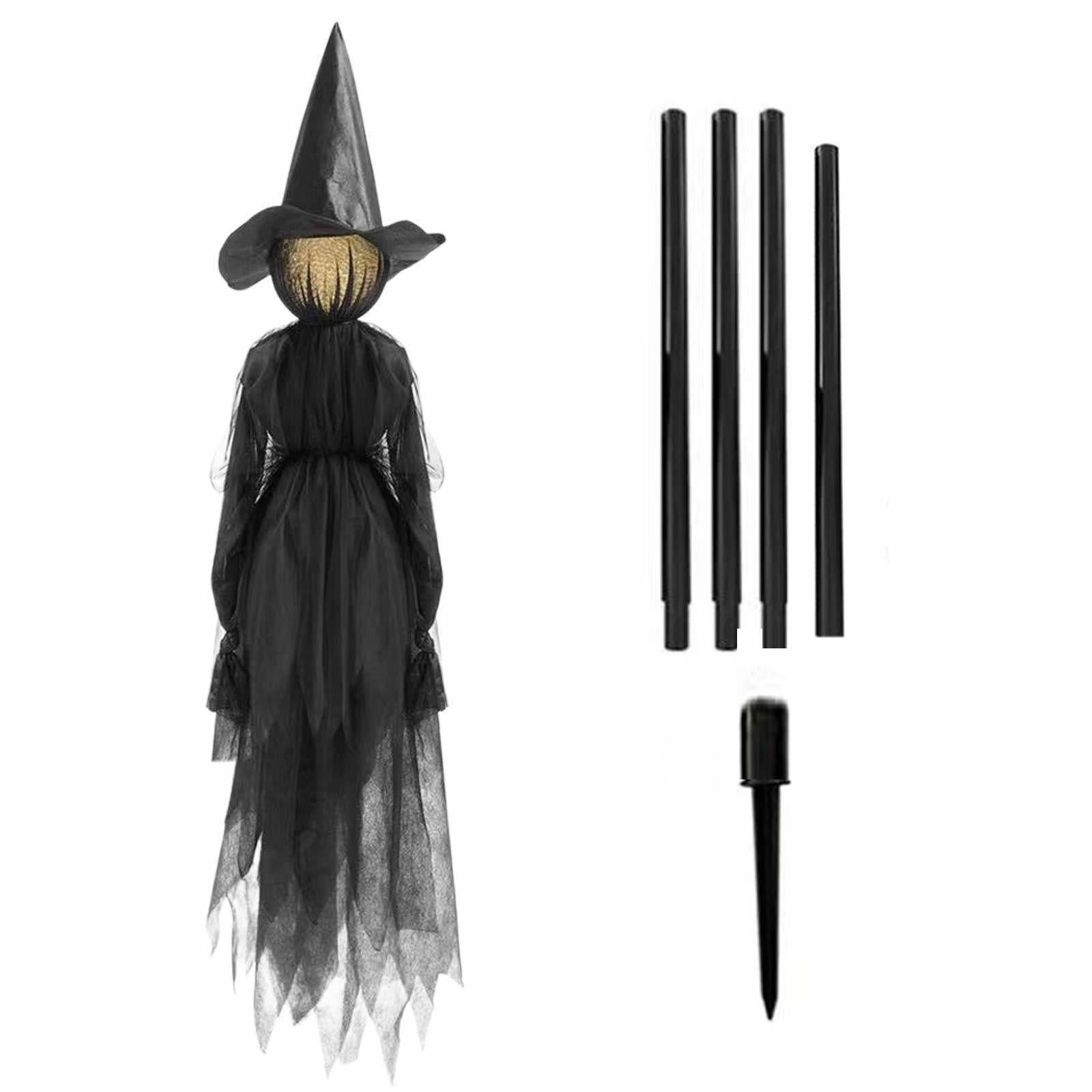 Voice-Activated Colorful Glowing Halloween Witch Set - 3 Hand-Holding Witches with Bonus Ghost