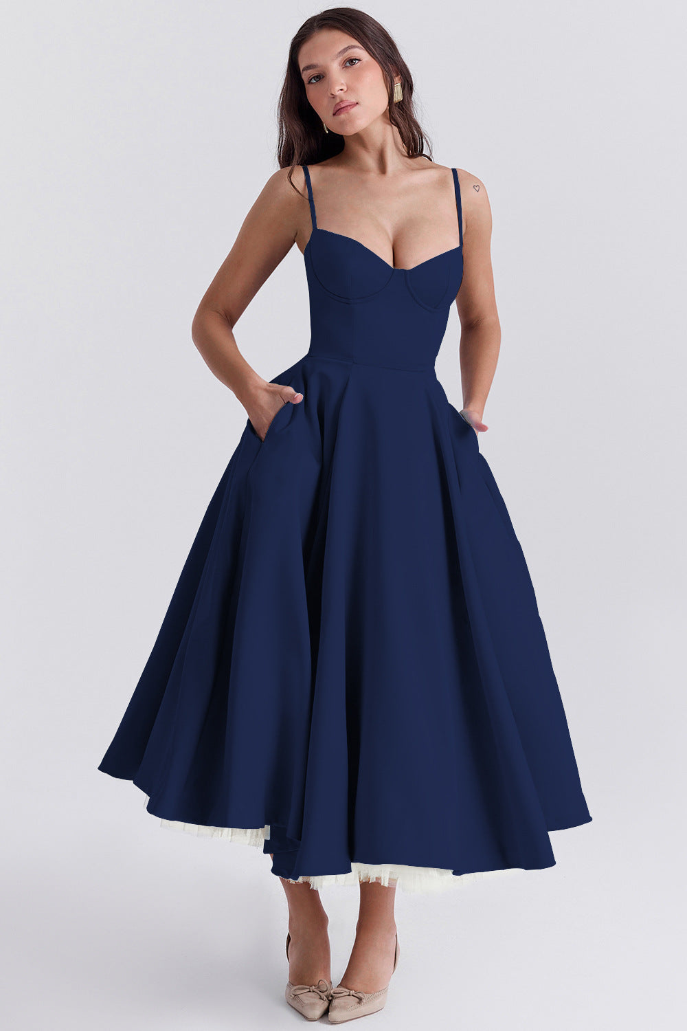 Elegant Princess Gown - French Chiffon Tiered Strapless Ball Gown Dress for Women
