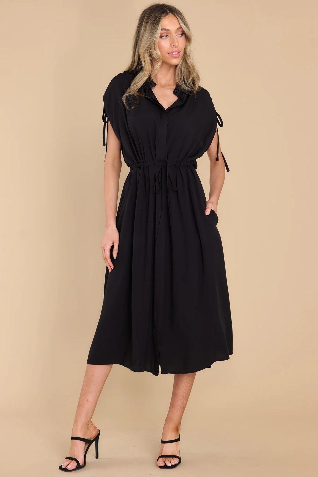 Summer Drawstring Design Midi Dresses