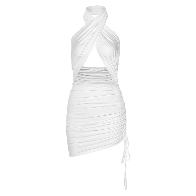 Sexy Halter Backless Summer Bodycon Dresses-Dresses-White-S-Free Shipping at meselling99