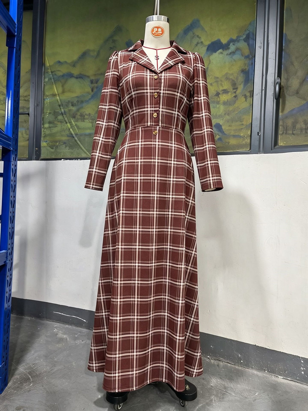 Women's Autumn & Winter Elegant French Plaid Button-Front Blazer Dress
