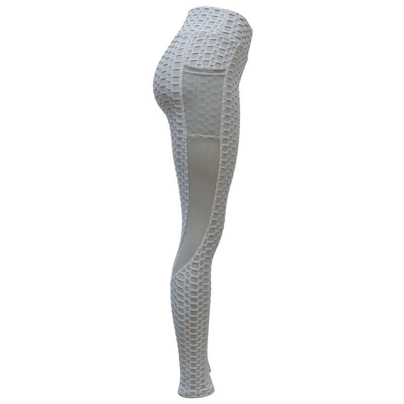 High-Waisted Mesh Panel Yoga Pants with Pockets