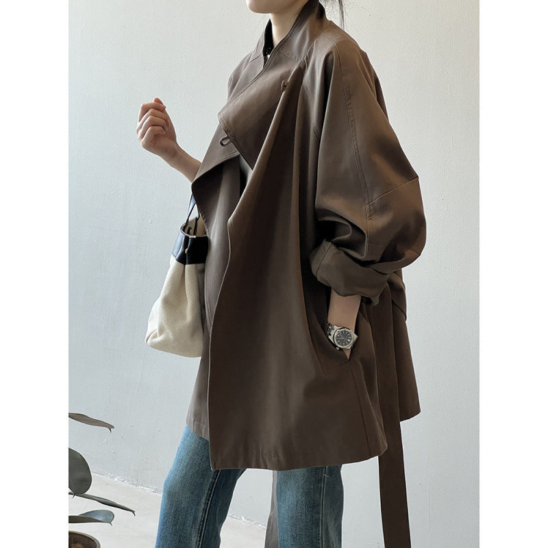 Women's Retro Stand Collar Trench Coat