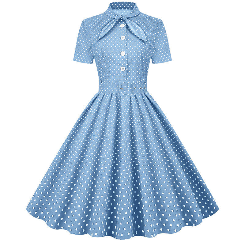 Vintage Polka Dot Short Sleeves Dresses-Dresses-Free Shipping at meselling99