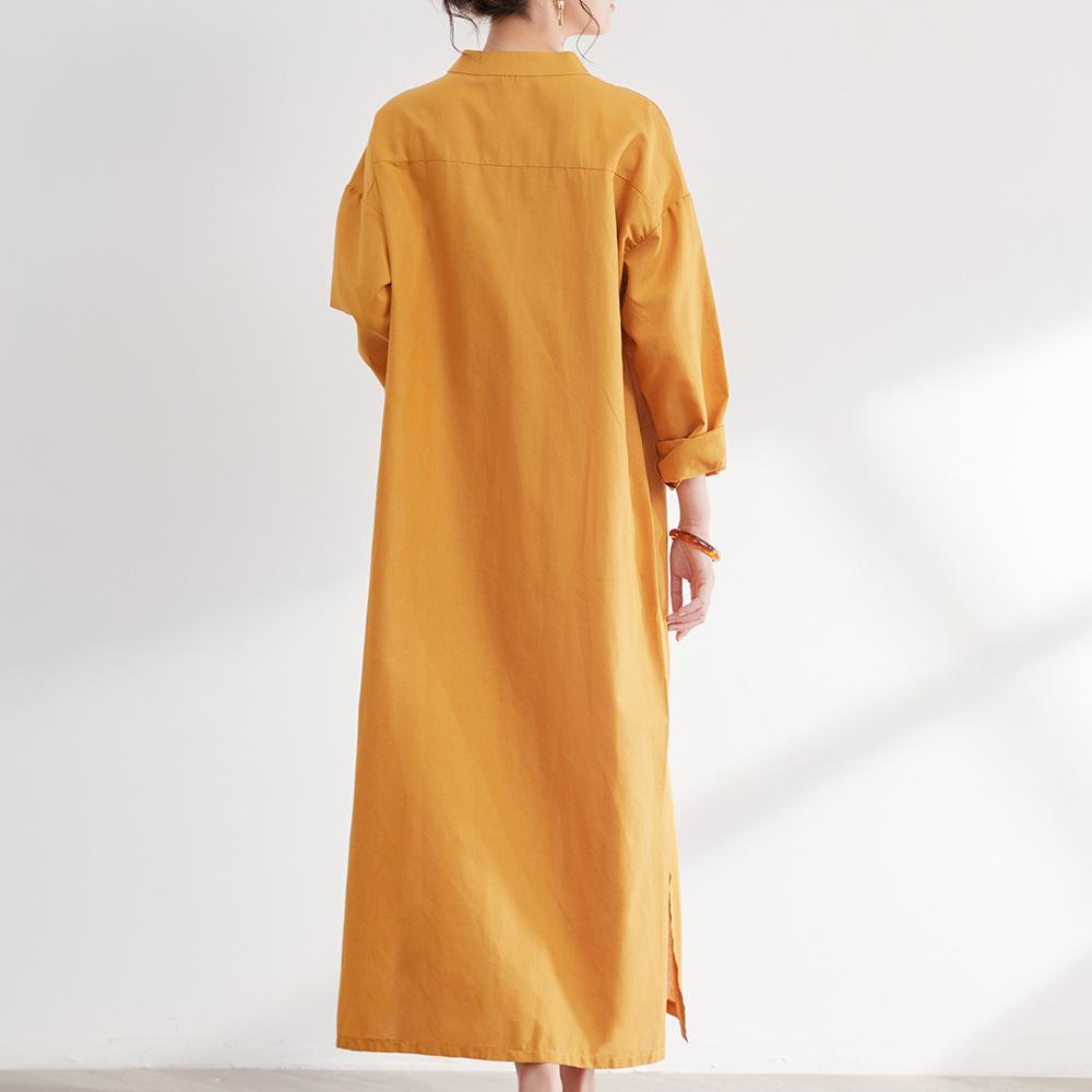 Casual Women Cozy Long Shirts Dresses-Dresses-Yellow-One Size-Free Shipping at meselling99