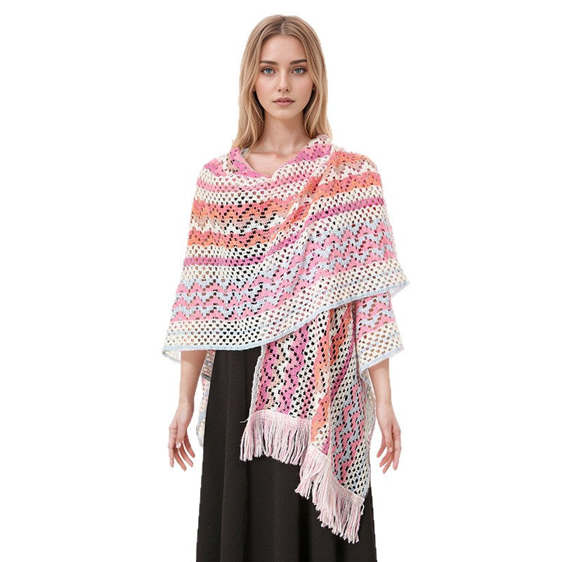Boho Chic Women's Cape Poncho – Versatile Ethnic Print Shawl Wrap