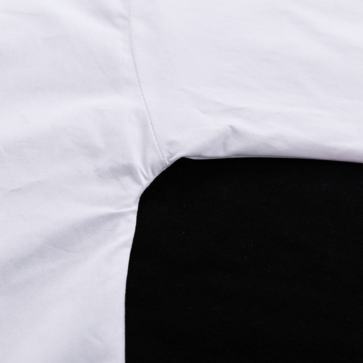 Oversized Fall White Button-Down Cotton Shirt for Women