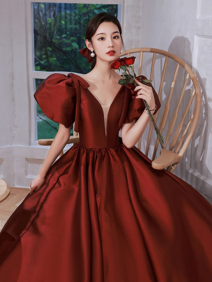 Elegant Wine Red Ball Gown Dresses-Dresses-Free Shipping at meselling99