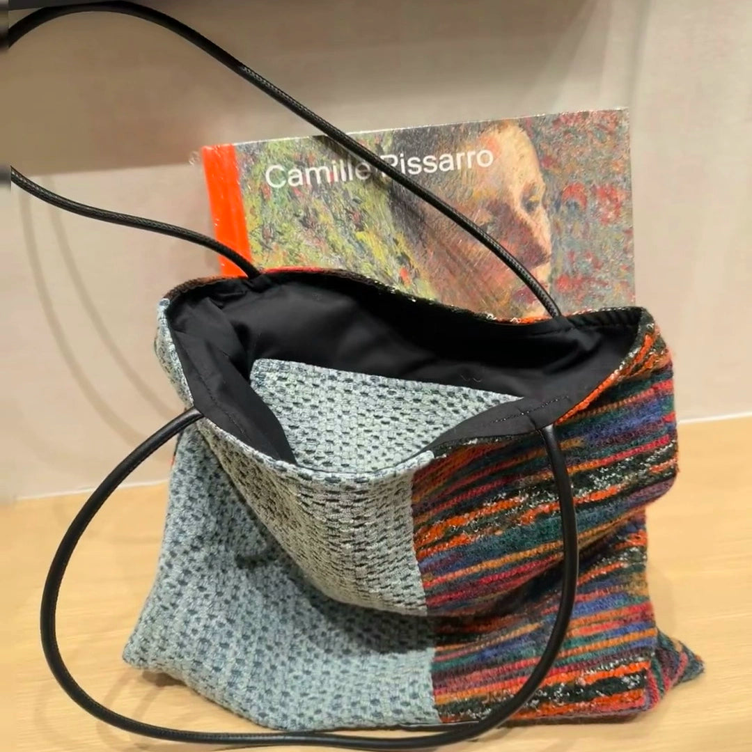 Bohemian Navy & Color Block Canvas Tote Bag