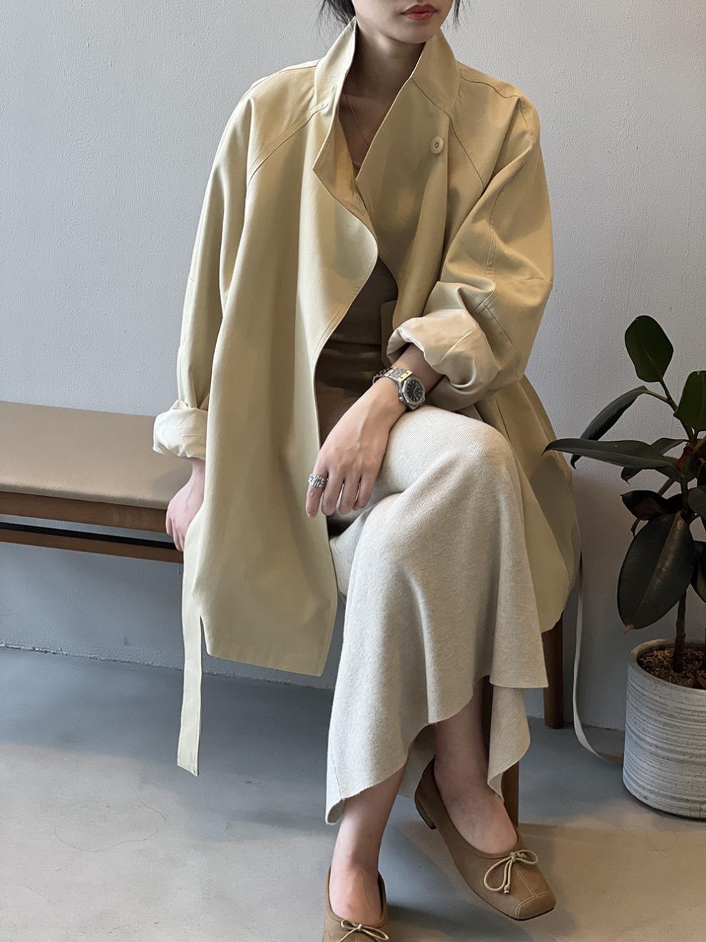Women's Retro Stand Collar Trench Coat