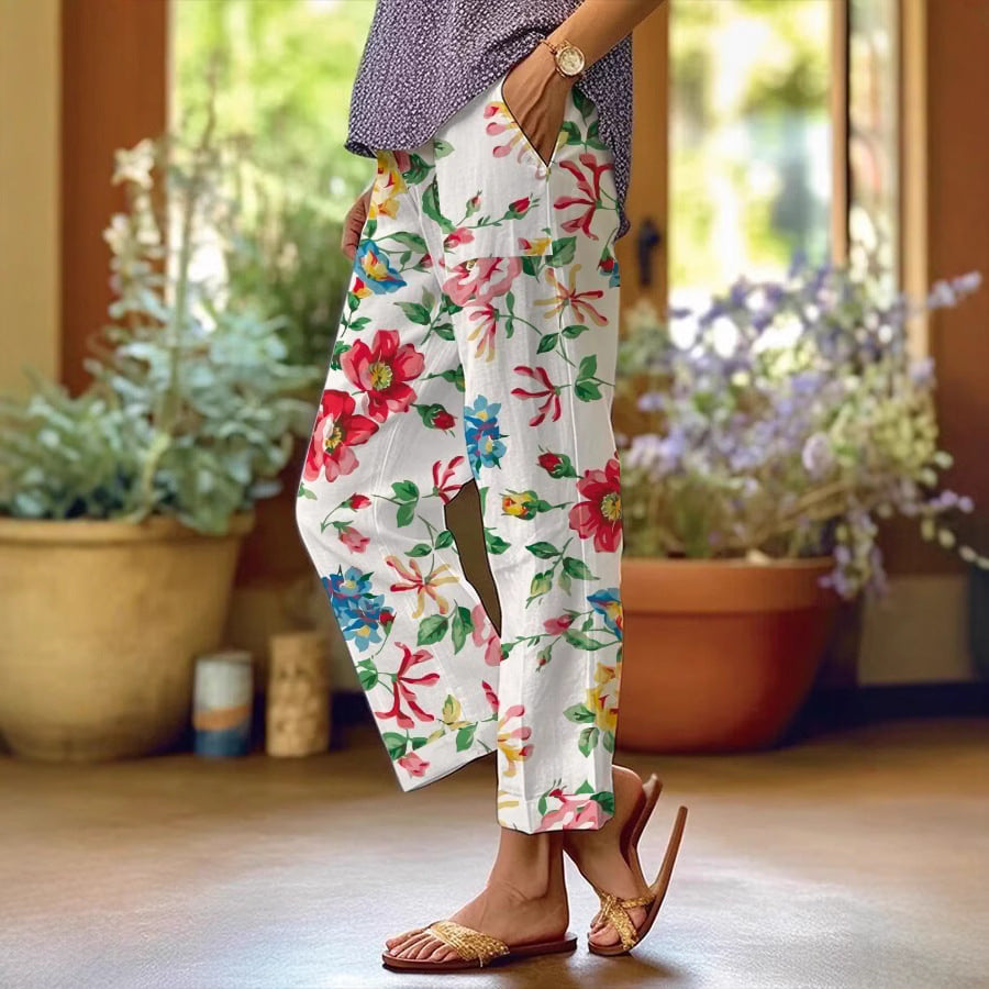 Women's Summer 3D Print Minimalist Cuffed Casual Pants